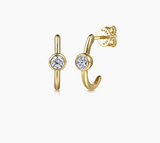Gabriel & Co J Hoop Earrings 14K Yellow Gold White Sapphire EG15166Y4JWS