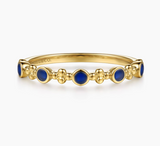Gabriel & Co  14K Yellow Gold Clover Bujukan and Round Shape Stackable Ring with Chrome Blue Enamel LR53026ELY4JJJ