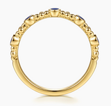 Gabriel & Co  14K Yellow Gold Clover Bujukan and Round Shape Stackable Ring with Chrome Blue Enamel LR53026ELY4JJJ