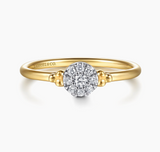Gabriel & Co Promise Ring - 14K White Yellow Gold Bujukan Diamond Cluster Promise Ring