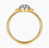 Gabriel & Co Promise Ring - 14K White Yellow Gold Bujukan Diamond Cluster Promise Ring