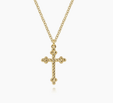 Gabriel & Co 14K Yellow Gold Cross Pendant Necklace- Bujukan NK6492Y4JJJ