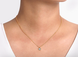 Gabriel & Co 14K Yellow-White Gold Round Pave Diamond Cluster Pendant Necklace with Bezel Frame NK6497M45JJ