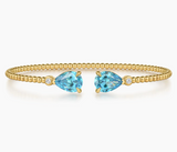 Gabriel & Co 14K Yellow Gold Diamond and Pear Shape Blue Topaz Bujukan Bangle BG4928-6Y45BT