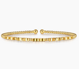 Gabriel & Co Beaded Bangle Bracelet Cuff 14K Yellow Gold Diamond Bujukan BG5137-6Y4JJJ