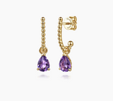 Gabriel & Co J Hoop Earrings 14K Yellow Gold Amethyst Bujukan EG15161Y4JAM