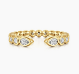 Gabriel & Co 14K Yellow Gold Bezel Set Pear and Round Open Diamond Eternity Band - 0.5 ct
