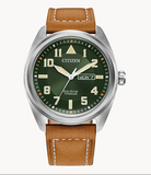 Citizen Avion Green Dial Leather Strap BM8560-02X