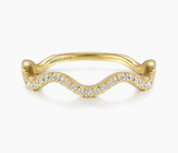 Gabriel & Co 14K Yellow Gold Diamond Wave Stackable Ladies Ring
