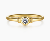 Gabriel & Co Promise Ring - 14K Yellow Gold Bujukan White Sapphire Bezel Promise Ring LR53060Y4JWS
