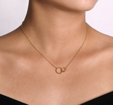 Gabriel & Co  14K Yellow Gold Bujukan Beaded Double Circle Necklace NK6388Y4JJJ