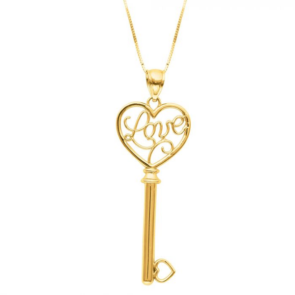 14K Gold Love Key Necklace PD101-18