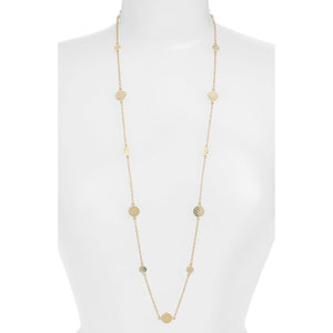 Anna Beck 36” long multi disc station  Silver/gold necklace 1181NGG