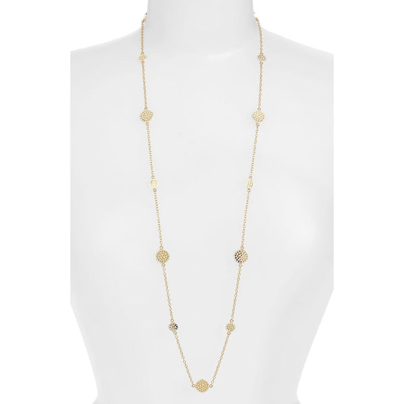 Anna Beck 36” long multi disc station  Silver/gold necklace 1181NGG