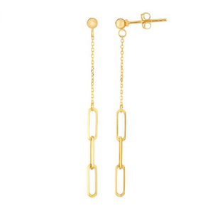 14K Gold Dangle Paperclip Earrings ER11486