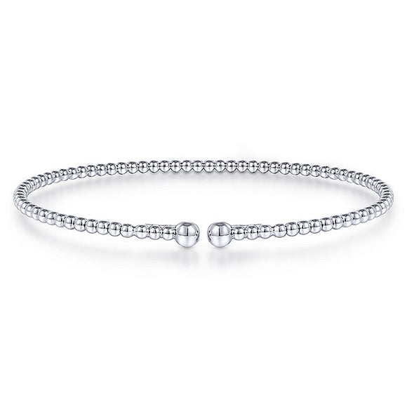 Gabriel & Co. - BG4107-62W4JJJ - Split 14K White Gold Beaded Bujukan Bangle