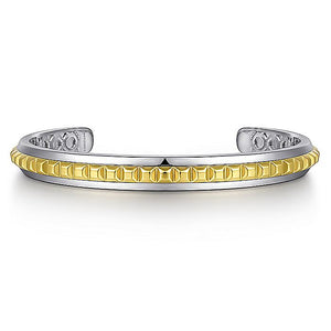 Gabriel & Co. - BGM4514-75MZJJJ - 925 Sterling Silver Open Cuff Bracelet with 14K Yellow Gold Grommets