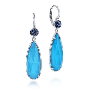 Gabriel & CO Sterling Silver Sapphire Earrings with Turquoise/Rock Crystal Teardrops EG12529SVJMC