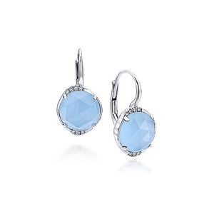 Gabriel & CO Sterling Silver Rock Crystal/Blue Jade Diamond Drop Earrings