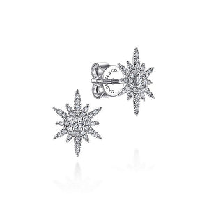 Gabriel & Co. - EG12956W45JJ - 14K White Gold Elongated Diamond Starburst Earrings