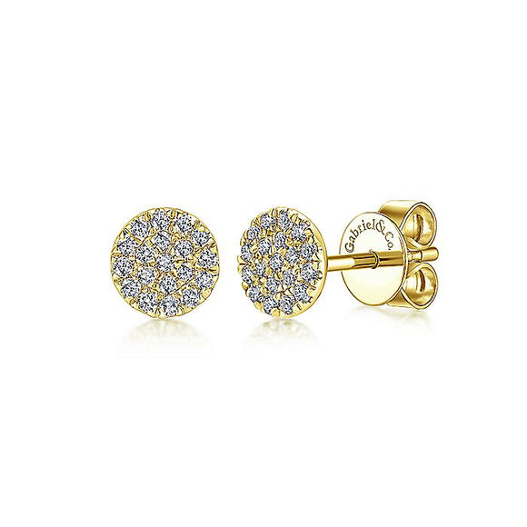 Gabriel & Co. - EG12966Y45JJ - 14K Yellow Gold Round Cluster Diamond Stud Earrings