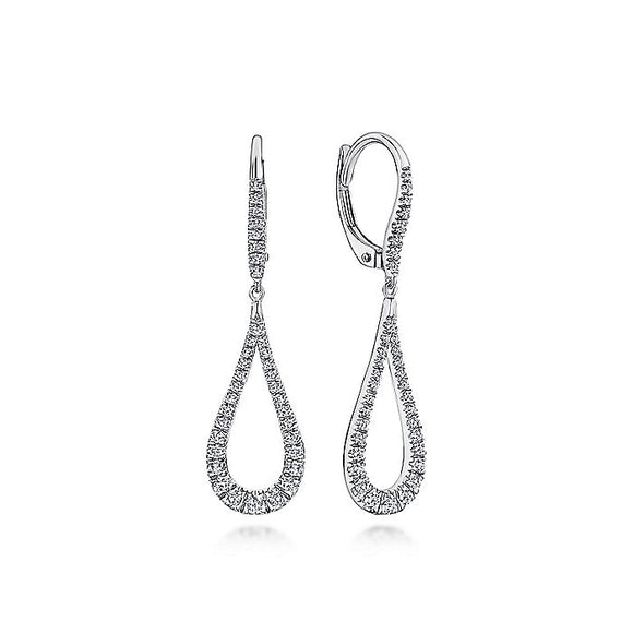 Gabriel & Co. - EG13195W45JJ - 14K White Gold Contoured Pear Shaped Diamond Drop Earrings