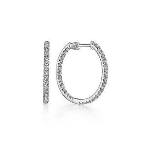 Gabriel & Co. - EG13462W45JJ - 14K White Gold French Pav‚ 20mm Round Inside Out Diamond Hoop Earrings