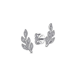 Gabriel & Co. - EG13572W45JJ - 14K White Gold Diamond Leaf Stud Earrings