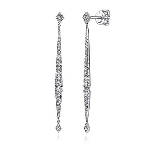 Gabriel & Co. - EG13632W45JJ - 14K White Gold Long Diamond Bar Drop Earrings