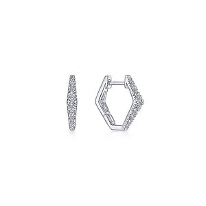 GABRIEL & CO 14K White Gold 15mm Diamond Huggie Earrings EG13658W45JJ