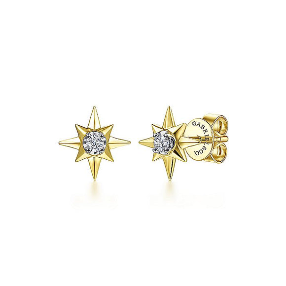 Gabriel & Co. - EG14081Y45JJ - 14K Yellow Gold Diamond Star Stud Earrings