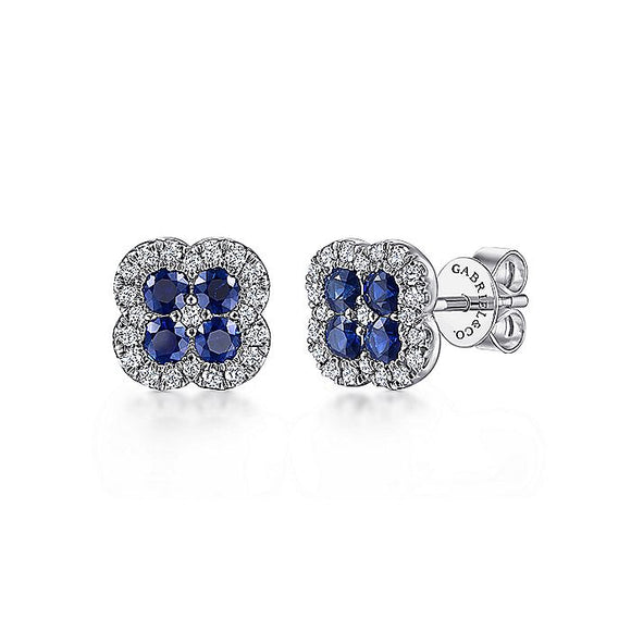 Gabriel & Co. - EG14266W45SA - 14K White Gold Diamond and Sapphire Stud Earrings