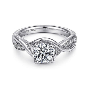 Gabriel & Co. - ER10315W44JJ - 14K White Gold Round Twisted Diamond Engagement Ring