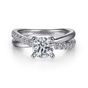 Gabriel & Co. - ER10439W44JJ - 14K White Gold Round Twisted Diamond Engagement Ring