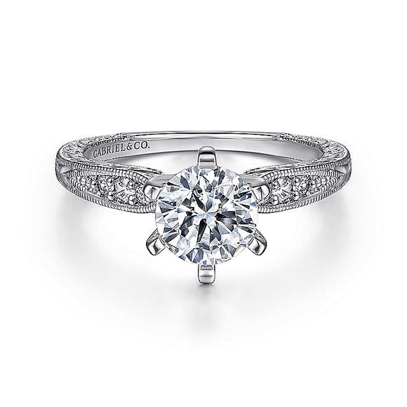 Gabriel & Co. - ER11827R4W44JJ - 14K White Gold Round Diamond Engagement Ring