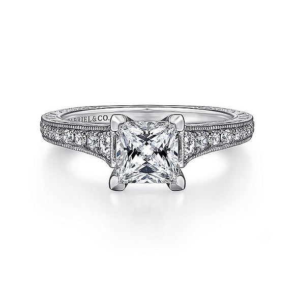 Gabriel & Co. - ER12282S4W44JJ - 14K White Gold Princess Cut Diamond Engagement Ring