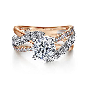 Gabriel & Co. - ER12337R6T44JJ - 14K White-Rose Gold Round Free Form Diamond Engagement Ring