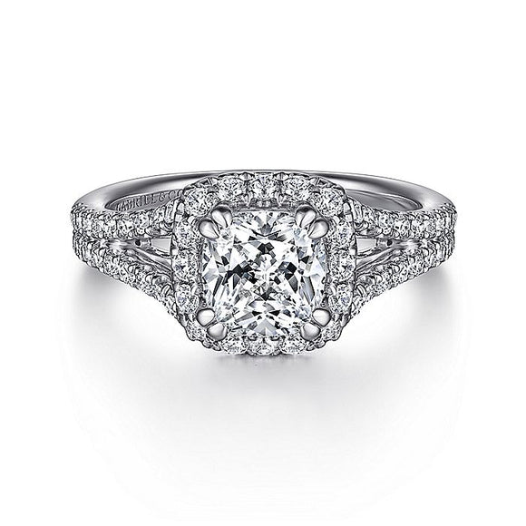 Gabriel & Co. - ER12611C6W44JJ - 14K White Gold Cushion Halo Diamond Engagement Ring
