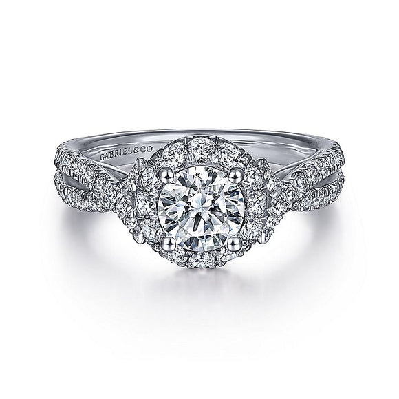 Gabriel & Co. - ER12636R3W44JJ - 14K White Gold Round Halo Diamond Engagement Ring