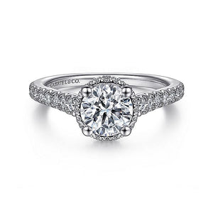Gabriel & Co. - ER13856R4W44JJ - 14K White Gold Hidden Halo Round Diamond Engagement Ring