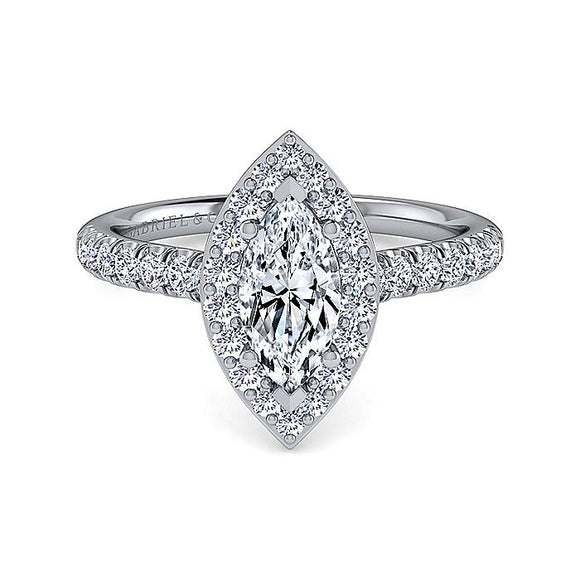 Gabriel & Co. - ER14100W44JJ - 14K White Gold Marquise Halo Diamond Engagement Ring