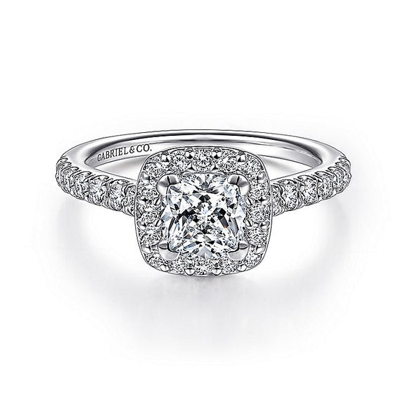 Gabriel & Co. - ER14102W44JJ - 14K White Gold Cushion Halo Diamond Engagement Ring