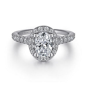 Gabriel & Co. - ER14103W44JJ - 14K White Gold Oval Halo Diamond Engagement Ring