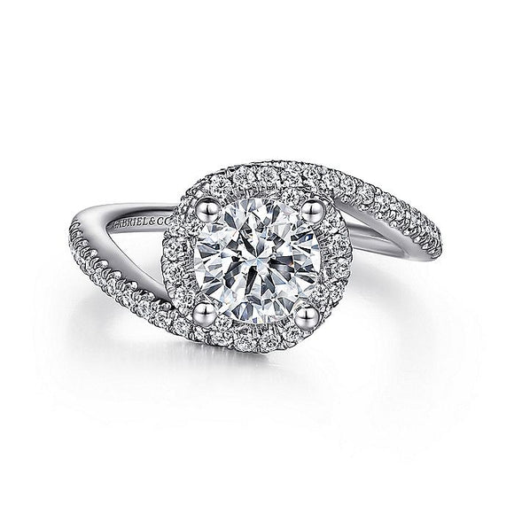 Gabriel & Co. - ER14397R4W44JJ - 14K White Gold Round Halo Diamond Engagement Ring