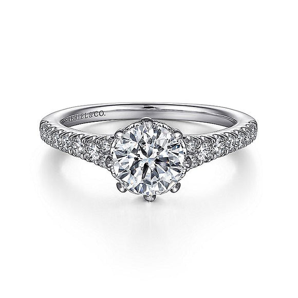 Gabriel & Co. - ER14402R4W44JJ - 14K White Gold Round Diamond Engagement Ring
