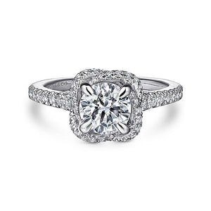 Gabriel & Co. - ER14412R4W44JJ - 14K White Gold Cushion Halo Round Diamond Engagement Ring