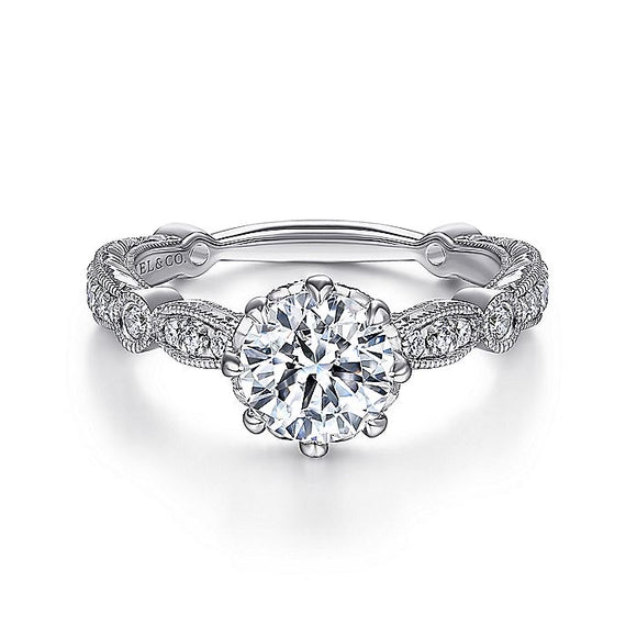 Gabriel & Co. - ER14433R4W44JJ - 14K White Gold Round Diamond Engagement Ring