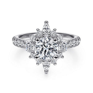 Gabriel & Co. - ER14450R4W44JJ - Unique 14K White Gold Halo Diamond Engagement Ring