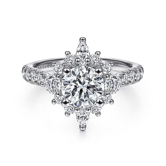 Gabriel & Co. - ER14450R4W44JJ - Unique 14K White Gold Halo Diamond Engagement Ring