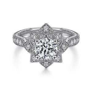 Gabriel & Co. - ER14451R4W44JJ - Unique 14K White Gold Halo Diamond Engagement Ring